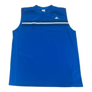 Adidas men’s L Climalite Blue w/ Black & White Stripes Tank Top